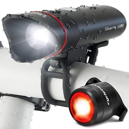 Cycle Torch Shark 500 USB Rechargeable Bike Light Set - Free LED Taillight Included – Super-Bright 500 Lumens - Fits All Bicycles, Hybrid, Road, MTB, Easy Install & Quick Release 