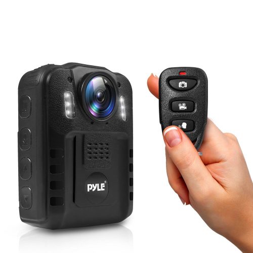 Pyle Premium Portable Body Camera - Wireless Wearable Camera, Person Worn Camera, Compact & Portable HD Body Camera, IR Night Vision, Built-in Rechargeable Battery, LCD Display, 16GB Memory - PPBCM9