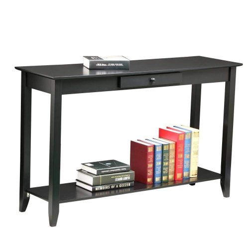 Yaheetech 2 Tiers Concepts Wood Console Table with Drawer and Shelf Living Room Entryway Furniture, Black