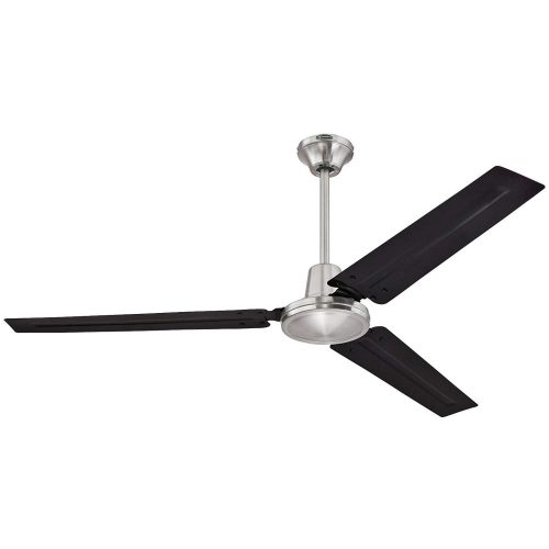 7800300 Industrial 56-Inch Three-Blade Indoor Ceiling Fan, Brushed Nickel Finish with Black Steel Blades