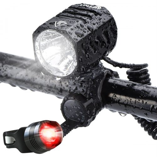 Super Bright Bike Light USB Rechargeable, Te-Rich 1200 Lumens Waterproof Road/Mountain Bicycle Headlight and LED Taillight Set with 4400 mAh Battery