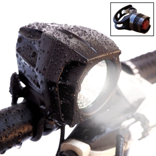 Bright Eyes Fully Waterproof 1600 Lumen Rechargeable Mountain, Road Bike Headlight, 6400mAh Battery (Now 5+ Hours on Bright Beam). Comes w/Free Diffuser Lens and Free TAILLIGHT
