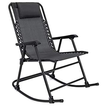 Best Choice Products Foldable Zero Gravity Rocking Patio Recliner Chair – Black