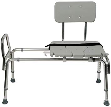 Tub Transfer Bench and Sliding Shower Chair Made of Heavy Duty Non-Slip Aluminum Body and Plastic Seat with Adjustable Seat Height and Cut Out Access Holding Weight Capacity up to 400 lbs, Gray