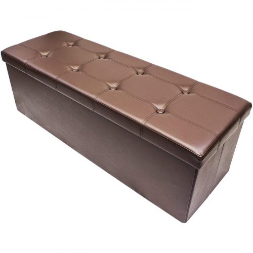 Sorbus Storage Bench Chest – Collapsible/Folding Bench Ottoman with Cover – Perfect Hope Chest, Pouffe Ottoman, Coffee Table, Seat, Foot Rest, and More – Contemporary Faux Leather, Large (Black)