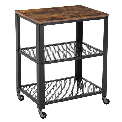 SONGMICS Vintage Serving Cart, 3-Tier Kitchen Utility Cart on Wheels with Storage for Living Room, Wood Look Accent Furniture with Metal Frame ULRC78X