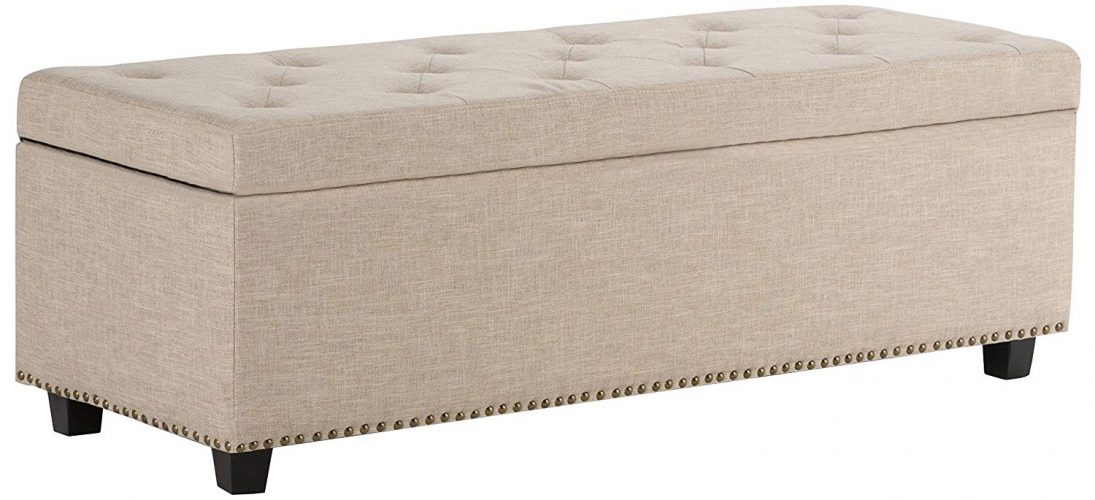 Simpli Home 3AXCOT-239-NL Hamilton 48 inch Traditional Storage Ottoman in Natural Linen Look Fabric