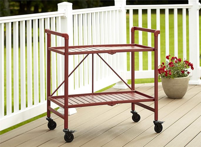 Cosco Indoor/Outdoor Serving Cart, Folding, Ruby Red