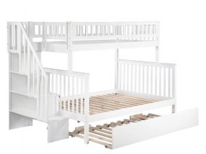  Atlantic Furniture AB56752 Woodland Staircase Bunk Bed with Urban Trundle Bed, Twin/Full, White
