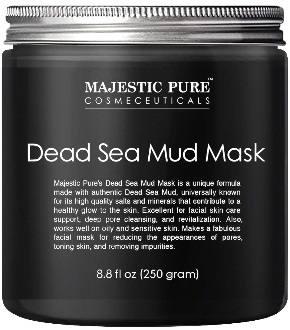Majestic Pure Dead Sea Mud Mask for Face and Body - Gentle Facial Mask and Pore Minimizer for Men and Women - 8.8 fl. Oz 