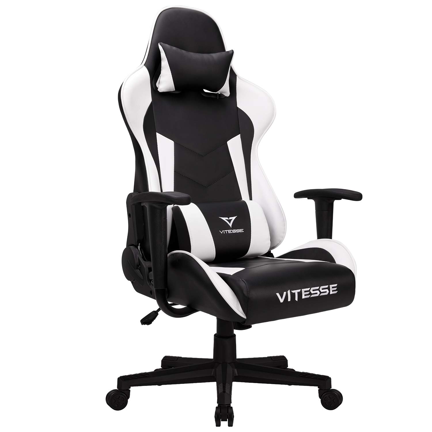Gaming Office Chair Ergonomic Desk Chair High Back Racing Style Computer Chair Swivel Executive Leather Chair with Lumbar Support and Headrest (White)