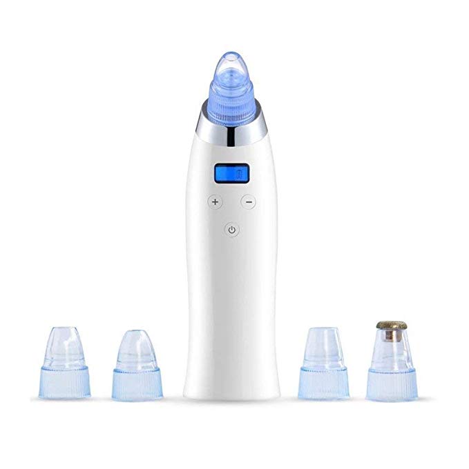 Blackhead Remover Pore Vacuum Cleaner,Rechargeable Blackhead Suction Facial Comedo Acne Extractor Kit with 4 Replacement Heads-LED Display Tool for Women & Men (White)