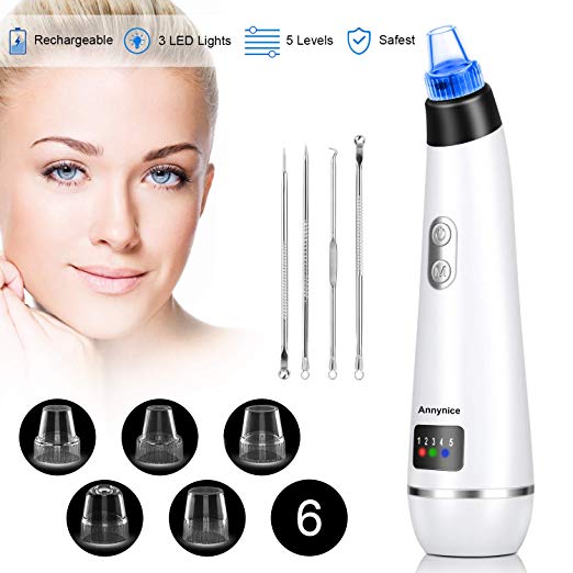 Blackhead Remover, Pore Vacuum Electric Blackhead Vacuum Extractor Clean Tool - Comedo Pore Extracotr Beauty Device with 6 Probes for Blackhead Remover Vacuum Suction Cleanser Microdermabrasion