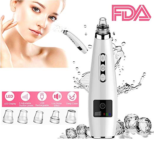 Blackhead Remover Pore Vacuum&#xFF0C;Skin Facial Pore Cleaner&#xFF0C;Upgraded USB Rechargeable Pore Sucker Acne Extractor Tool with 5 Adjustable Suction Power and 4 Replacement Probes