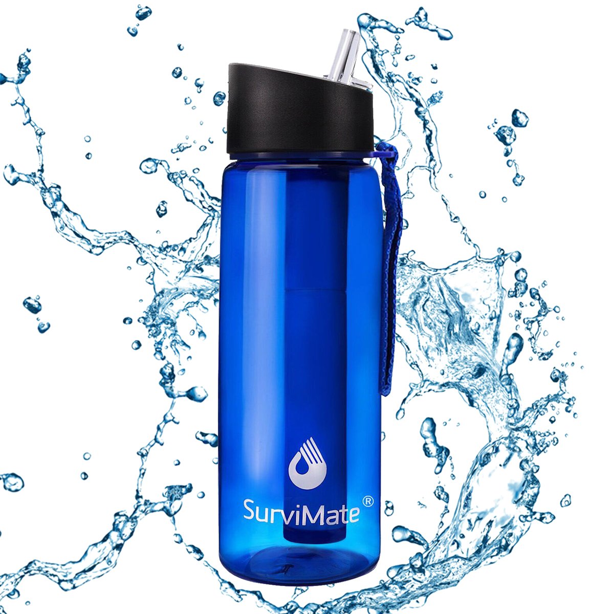 SurviMate Filtered Water Bottle BPA Free with 4-Stage - Water bottle with Filter
