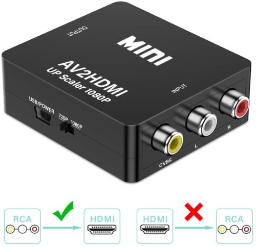 KLKE RCA to HDMI Converter 1080P Mini CVBS to HDMI Composite Video Audio Converter