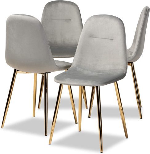 Baxton Studio Dining Chairs, Grey/Gold 